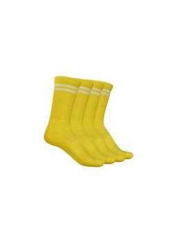 TalkingSox - Unisex Stripes Yellow Socks (Pack of 4)