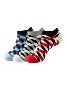 The Tie Hub - Geometric Ankle Length Socks (Pack of 3)