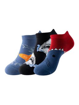 The Tie Hub - Shark Design Ankle Length Socks (Pack of 3)