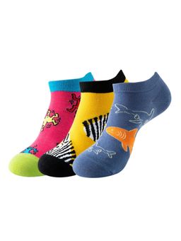 The Tie Hub - Pop Art, Zebra & Shark Ankle Length Socks (Pack of 3)