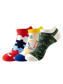 The Tie Hub - Puzzle, Geometry & Math Ankle Length Socks (Pack of 3)