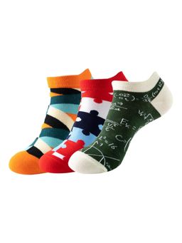 The Tie Hub - Abstract, Puzzle & Math Ankle Length Socks (Pack of 3)