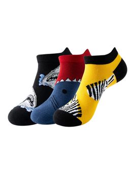 The Tie Hub - Shark & Zebra Ankle Length Socks (Pack of 3)