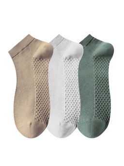 The Tie Hub - Khaki, White & Olive Pure Cotton Ankle Socks (Pack of 3)