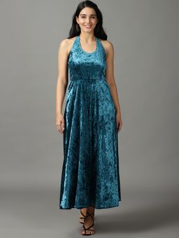 SHOWOFF - Womens Maxi Turquoise Blue Solid Maxi Dress