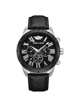 Police - Men Black Dial Leather Black Strap Analog Watch-PLPEWGF0039341
