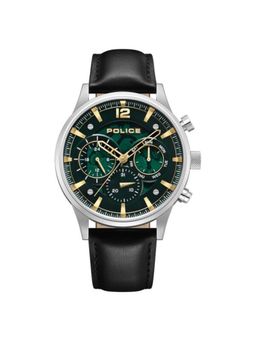 Police - Men Green Dial Leather Black Strap Analog Watch-PLPEWGF0040201