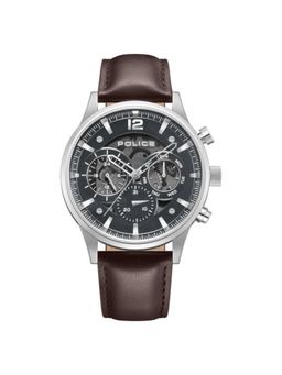 Police - Men Grey Dial Leather Brown Strap Analog Watch-PLPEWGF0040202