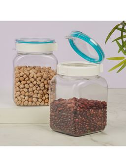HomeTown - Flexo BPA Free Easy Lock Square Container 1.1LTR Set of 2 in Transparent Colour