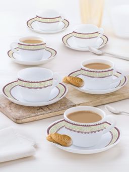 Larah by Borosil - 140Ml Each Elega Cup & Saucer (Pack of 6)