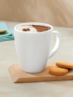 Larah by Borosil - 390Ml Orbit Series White Tea-Coffee Mug