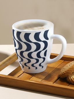 Larah by Borosil - 390Ml Waves Blue Tea-Coffee Mug