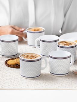 Larah by Borosil - 180Ml Premia Series Starlight Tea-Coffee Mugs (Pack Of 6)