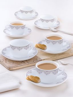 Larah by Borosil - 90Ml Each Lark Cup & Saucer (Pack of 6)