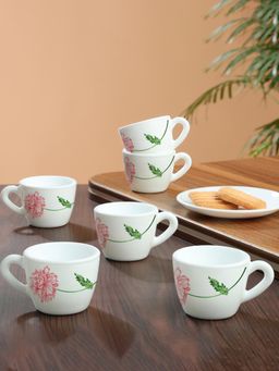 Larah by Borosil - 90Ml Red Mist Tea-Coffee Cup (Pack of 6)