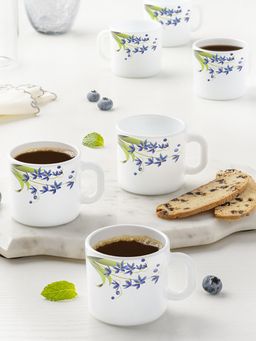 Larah by Borosil - 100Ml Lavender Tea-Coffee Mugs (Pack of 6)