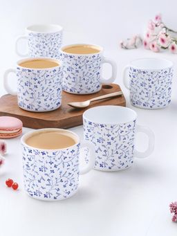 Larah by Borosil - 180Ml Blue Spring Tea-Coffee Mugs (Pack of 6)