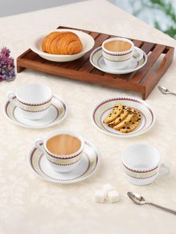 Larah by Borosil - 140Ml Each Elega Cup & Saucer (Pack of 4)