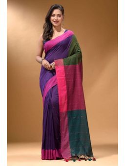 Isadora Life - Womens Colorblock Sequined Multi-Color Pre-Draped Saree with Unstitched Blouse