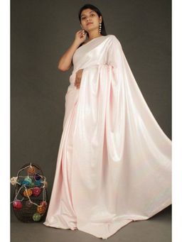 Isadora Life - Womens Solid Pink Pre-Draped Saree with Unstitched Blouse