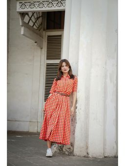 DIMPLE DESIGN STUDIO - Red Checks Cotton Shirt Dress