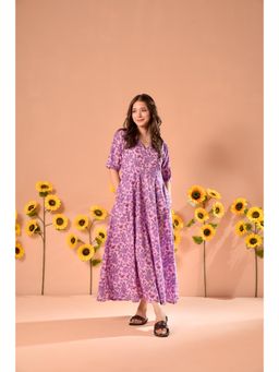 DIMPLE DESIGN STUDIO - Lavender Floral Cotton Dress