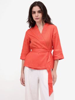 RAREISM - Womens Costa-T Pastel Rust Regular Fit Top