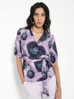 RAREISM - Womens Metunia Dark Multi-Color Regular Fit Top with Belt (Set of 2)