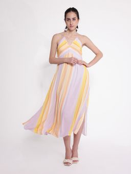RAREISM - Womens Muse Pastel Multi-Color Fit And Flare Midi Dress