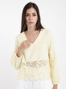 RAREISM - Womens Sinloao Light Yellow Regular Fit Top