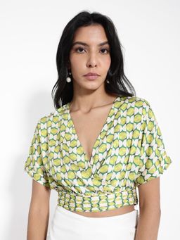 RAREISM - Womens Stabia Primary Green Regular Fit Crop Top