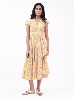 RAREISM - Womens Tenna Primary Yellow Fit & Flare Midi Dress (Set of 2)