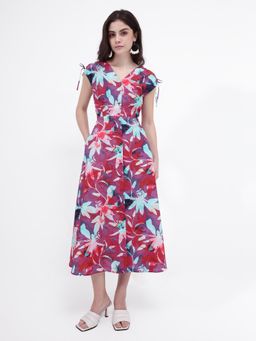 RAREISM - Womens Terumi Dark Multi-Color A-Line Midi Dress