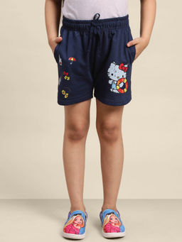 Kidsville - Girls Hello Kitty Navy Blue Printed Shorts