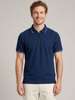 Greylongg - Navy Blue Comfortable Men’s Polo T-Shirt