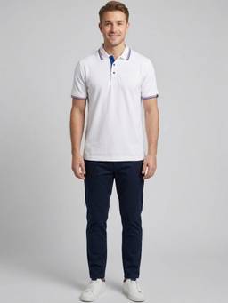 Greylongg - White Comfortable Men’s Polo T-Shirt