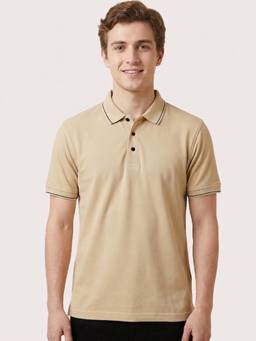 Greylongg - Beige Comfortable Men’s Polo T-Shirt