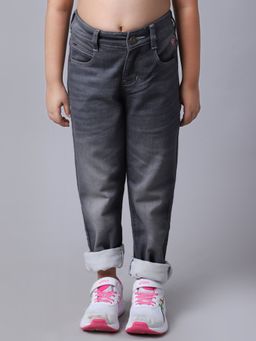 Cantabil - Girls Grey Solid Casual Jeans