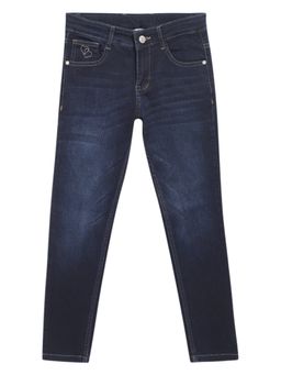 Cantabil - Girls Dark Blue Solid Casual Jeans