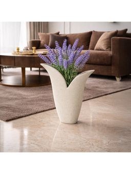 Acad Home - Premium Home Decor Stone Finish Vase - White