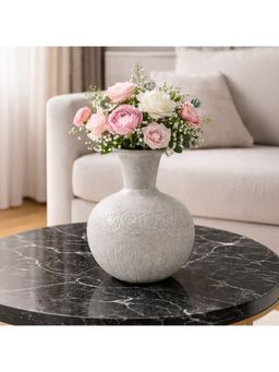 Acad Home - Premium Home Decor Stone Finish Vase - Cream