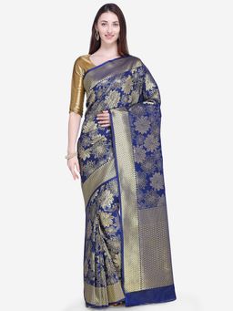 Stylee LIFESTYLE - Navy Blue Banarasi Silk Jacquard Saree