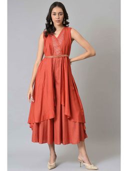 W - Rust Printed Jumpsuit with Belt (Set of 2)