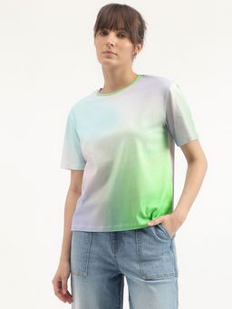 United Colors of Benetton - Multi-Color Round Neck Tie and Dye T-Shirt