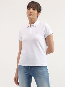 United Colors of Benetton - White Polo Neck Solid T-Shirt