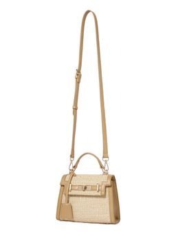 Forever New - Beige Talia Woven Top Handle Satchel with Detachable Strap