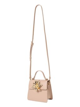 Forever New - Beige Maria Metal Flower Satchel with Detachable Strap