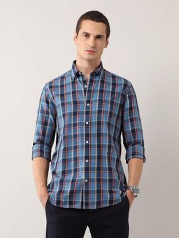 Arrow Sports - Blue Men's Pure Cotton Twill Shirt