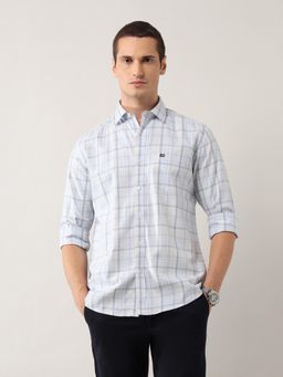 Arrow Sports - Blue Men's Grid Tattersall Checked Twill Shirt