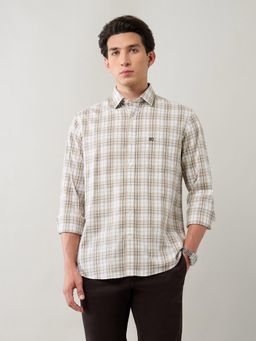 Arrow Sports - Brown Men's Grid Tattersall Checked Twill Shirt